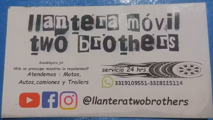 Llantera m&oacute;vil 24 horas 2 hermanos